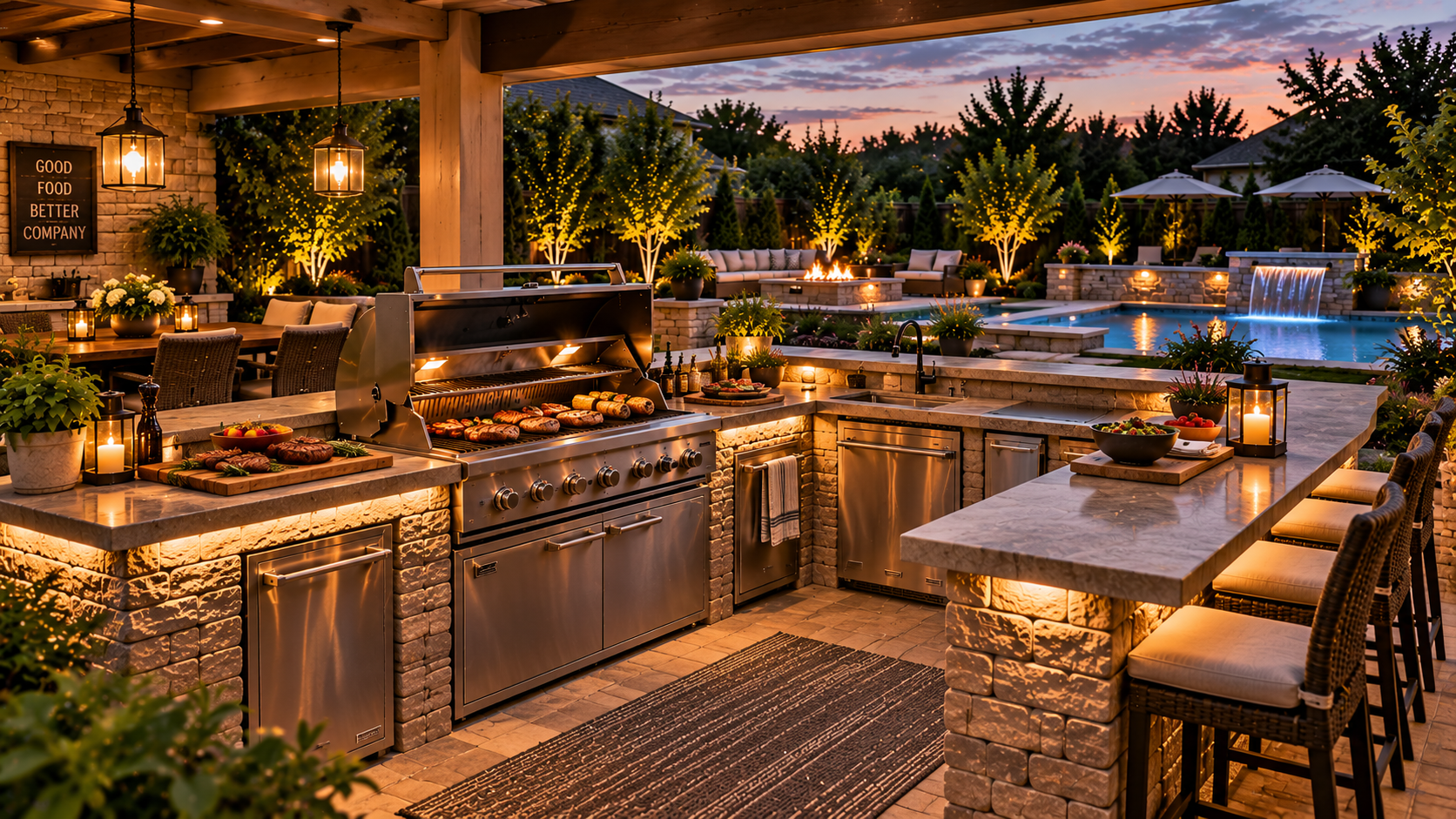 Outdoor charcoal barbecue grill