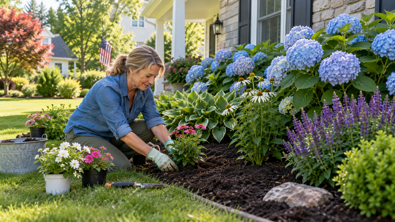 Beautiful backyard flower bed