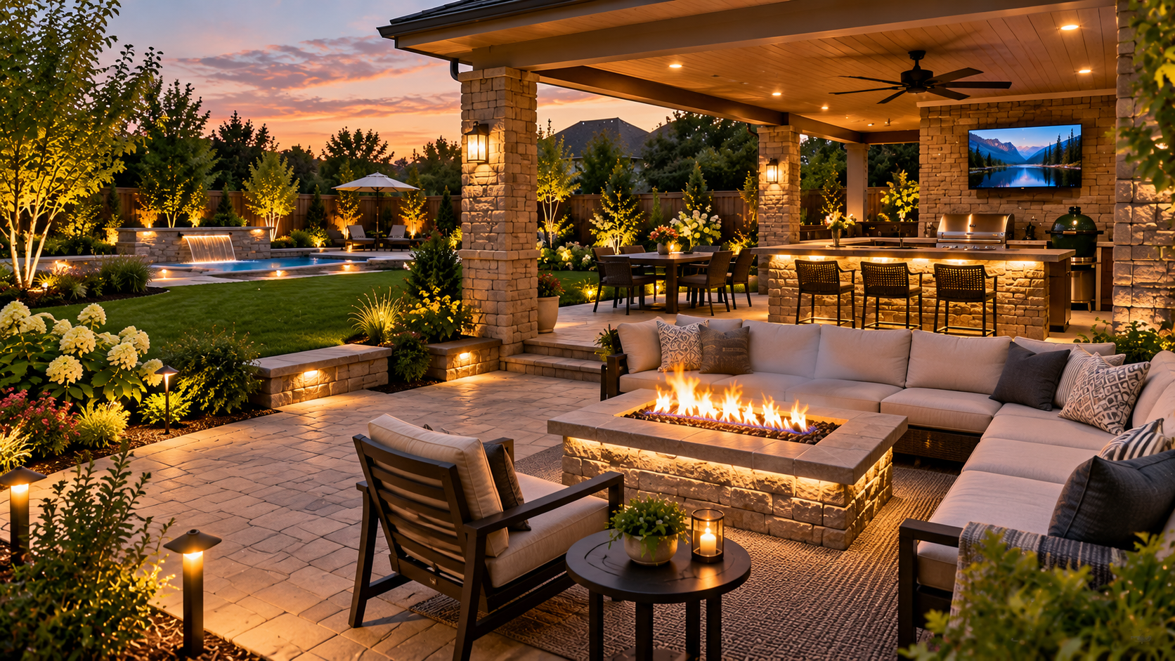 American backyard patio