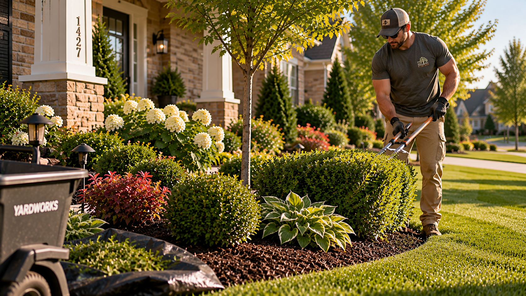 Trees and shrubs in a backyard